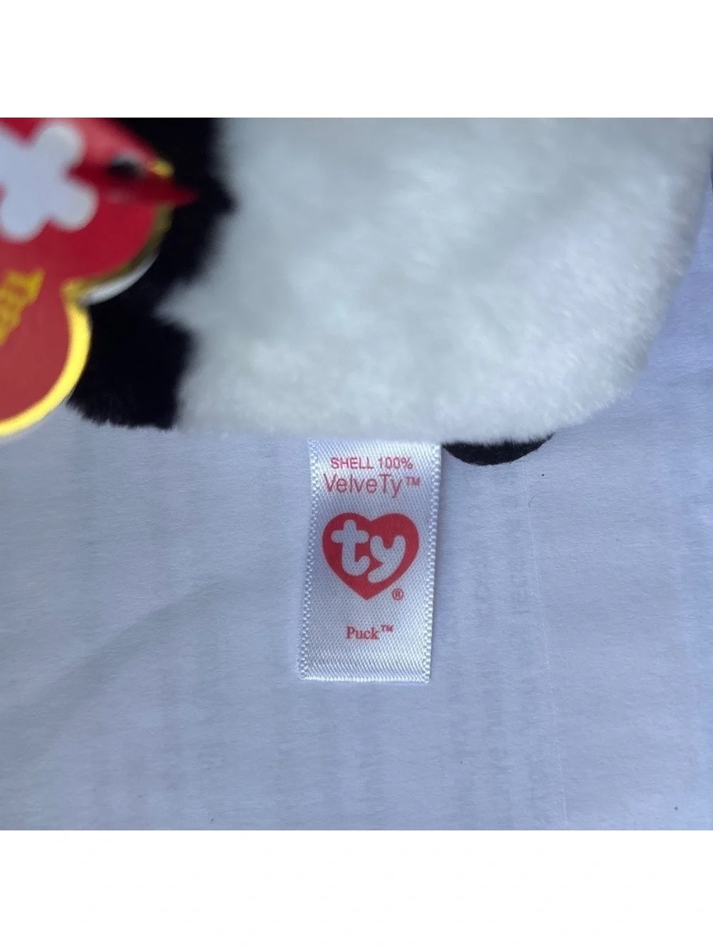 Ty Puck 5” Panda VelveTy Mini Beanie Boo Plush Teeny Ty Blue Sparkly Eyes